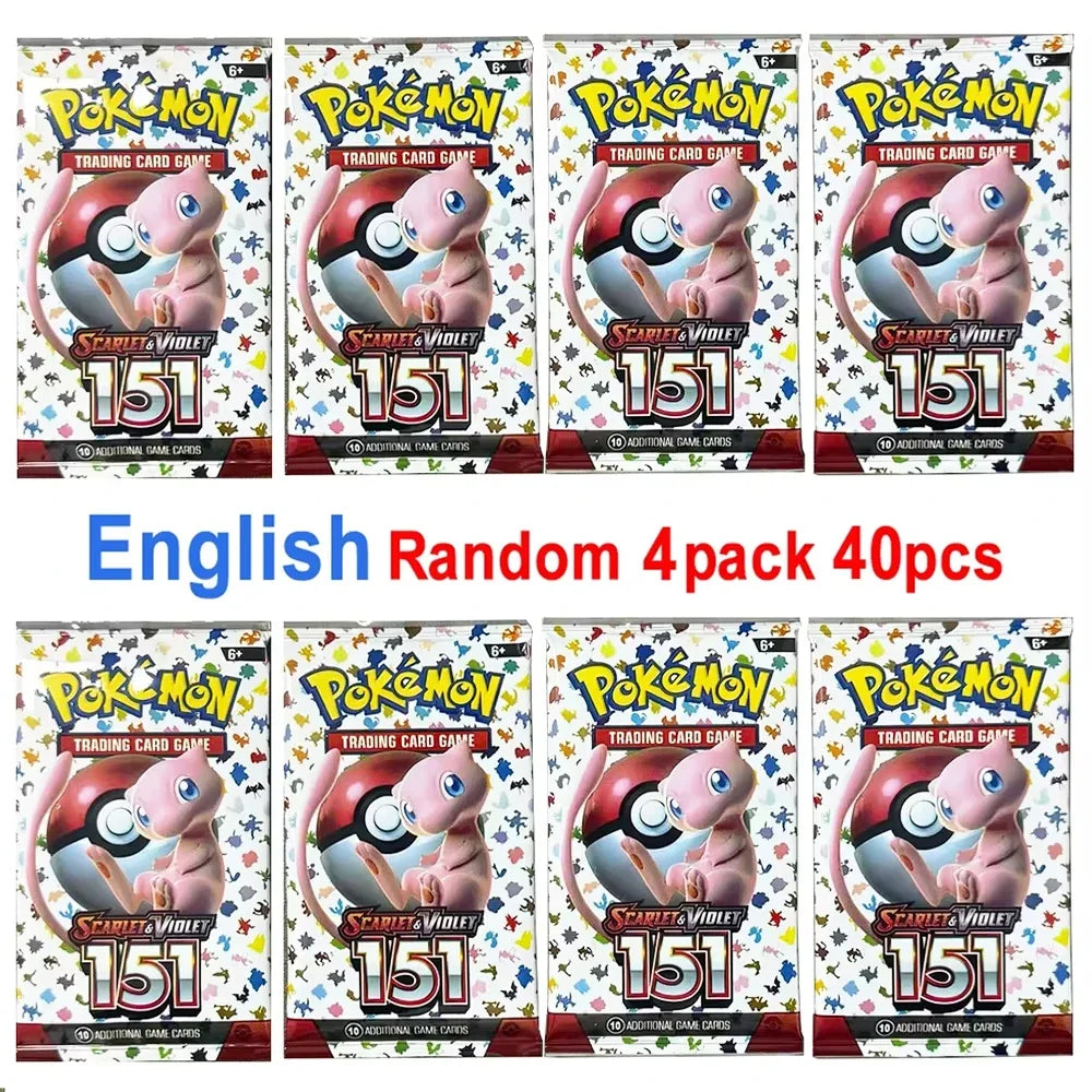 Pokemon Card Game Box Scarlet & Violet Evolutions 151 Temporal Forces Sun Moon Team up 4 Packs (Each Pack Contains 9/10 Cards)