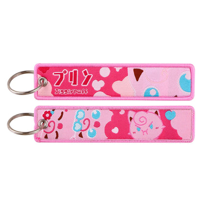 Embroidered Cute Tag keys Cartoon Pocket Monster Pokémon Keychains Anime Keyring For Fans Cosplay Accessories