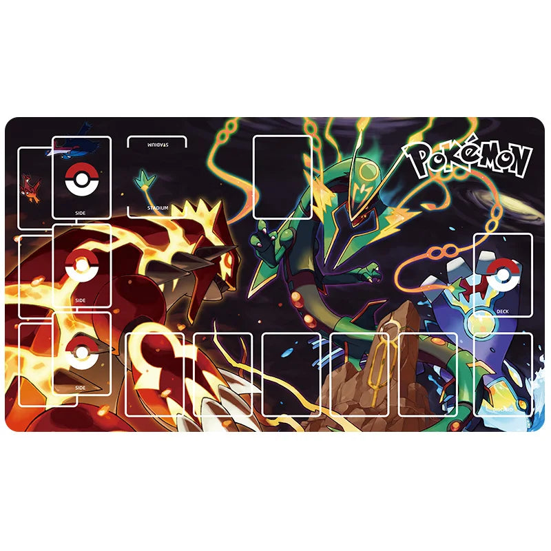 New 600x350mm PTCG Eevee Mewtwo Single Player Playmat Anime Cartoon Duel Disk Game Ash Ketchum Rubber Board Game Mat Toy Gifts