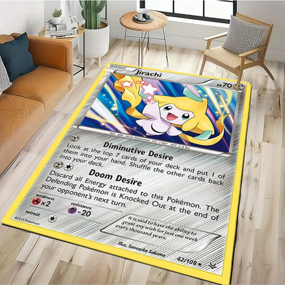 2025 New Cute Pikachu Pokemon Cartoon Card Rug Carpet for Living Room Bedroom Decor,Floor Mat Non-slip for Sofa Doormat Gift Kid