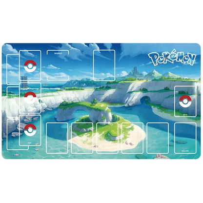New 600x350mm PTCG Eevee Mewtwo Single Player Playmat Anime Cartoon Duel Disk Game Ash Ketchum Rubber Board Game Mat Toy Gifts