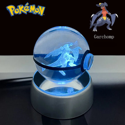 Pokemon 3D Crystal Ball Pikachu Gengar Eevee Mewtwo Anime Game Pokeball with Led Night Light Base Christmas Gift Home Decoration