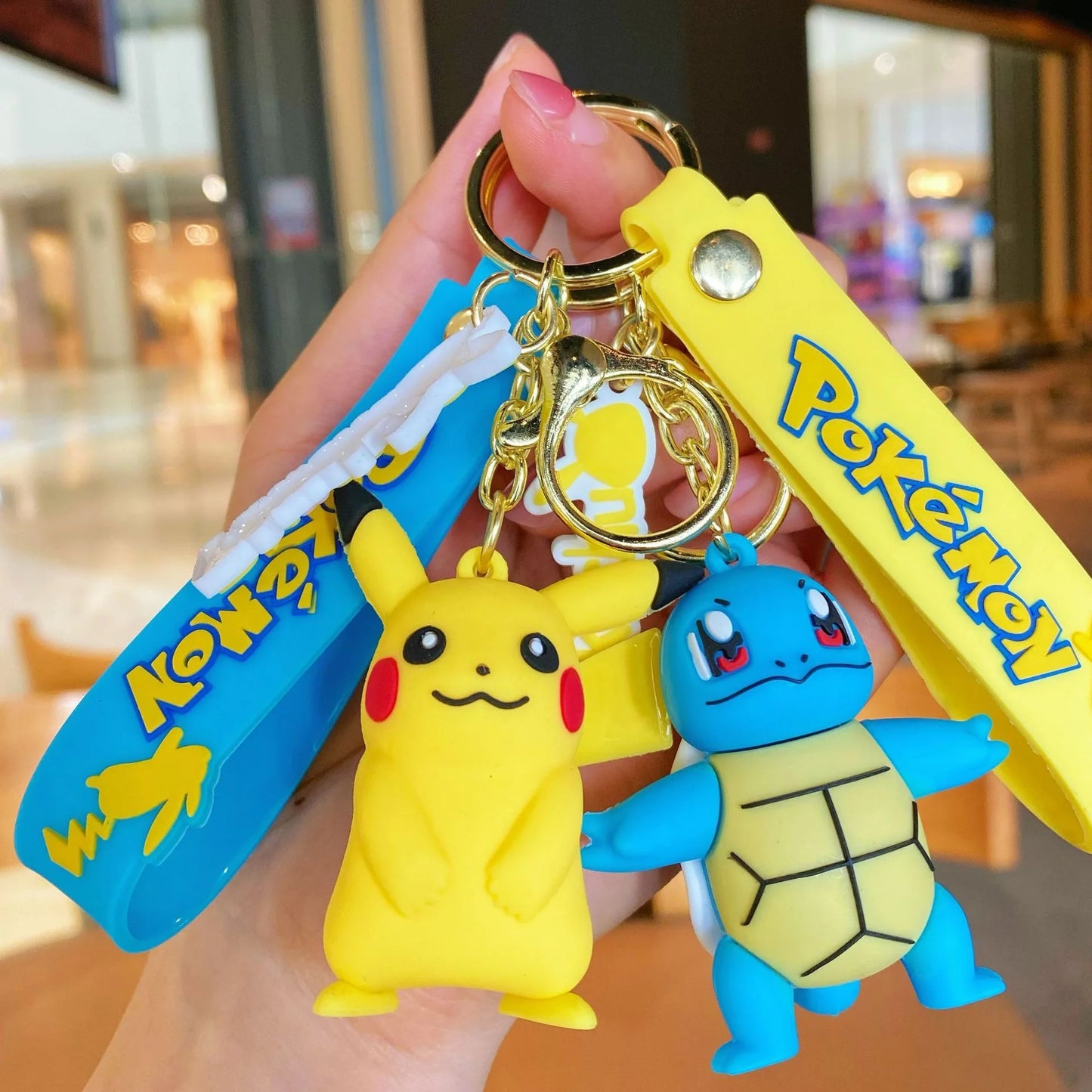 Pokemon Keychain  Anime Cartoon Pikachu Creative Key Chain Ornaments Dolls Eevee Psyduck Rowlet for Kids Toys Bag Pendant Gifts