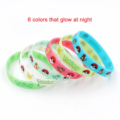 Pokemon Bracelet Anime Pocket Elf Pikachu Noctilucent Cartoon Silicone Wristband Bracelets Party Gifts Cosplay Accessoires Toys