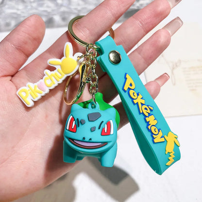 Pokemon Keychain  Anime Cartoon Pikachu Creative Key Chain Ornaments Dolls Eevee Psyduck Rowlet for Kids Toys Bag Pendant Gifts