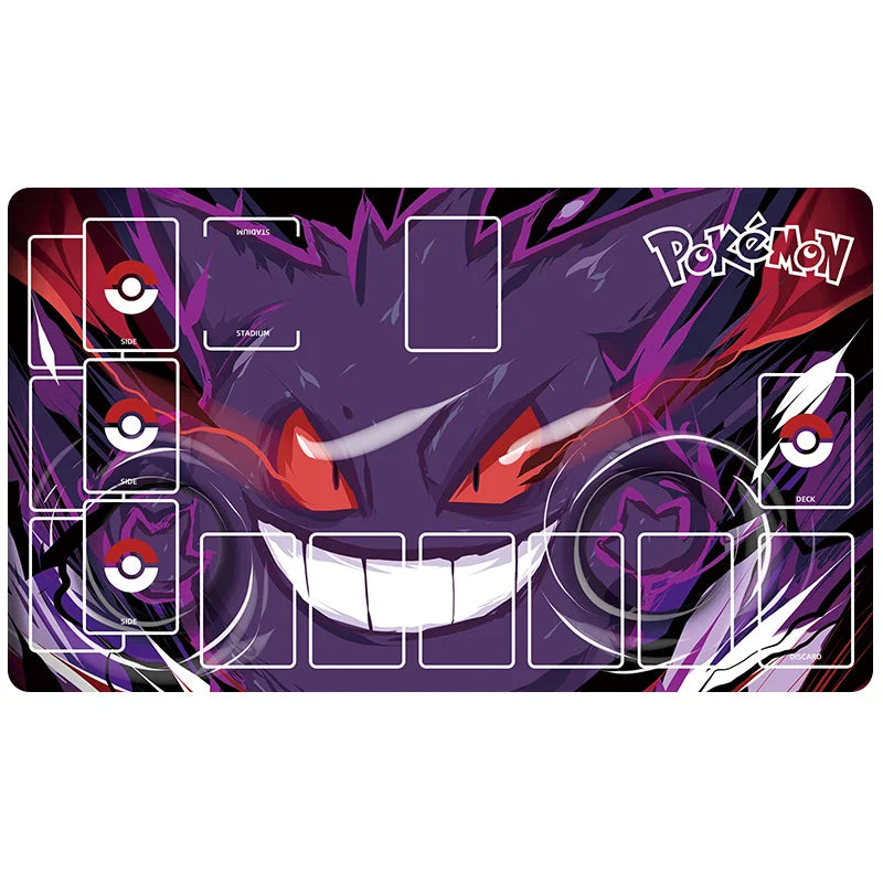New 600x350mm PTCG Eevee Mewtwo Single Player Playmat Anime Cartoon Duel Disk Game Ash Ketchum Rubber Board Game Mat Toy Gifts