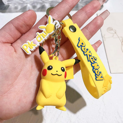 Pokemon Keychain  Anime Cartoon Pikachu Creative Key Chain Ornaments Dolls Eevee Psyduck Rowlet for Kids Toys Bag Pendant Gifts