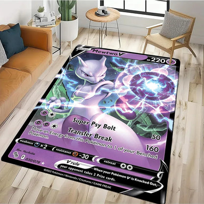 2025 New Cute Pikachu Pokemon Cartoon Card Rug Carpet for Living Room Bedroom Decor,Floor Mat Non-slip for Sofa Doormat Gift Kid