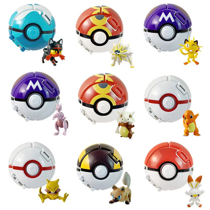 Random 7CM Pokeball Pokemon big ball Anime action figure Pikachu Litten Psyduck Squirtle Bulbasaur Go Toy boy kid Birthday Gift