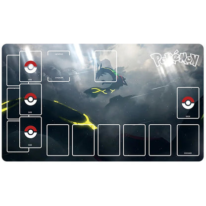 New 600x350mm PTCG Eevee Mewtwo Single Player Playmat Anime Cartoon Duel Disk Game Ash Ketchum Rubber Board Game Mat Toy Gifts
