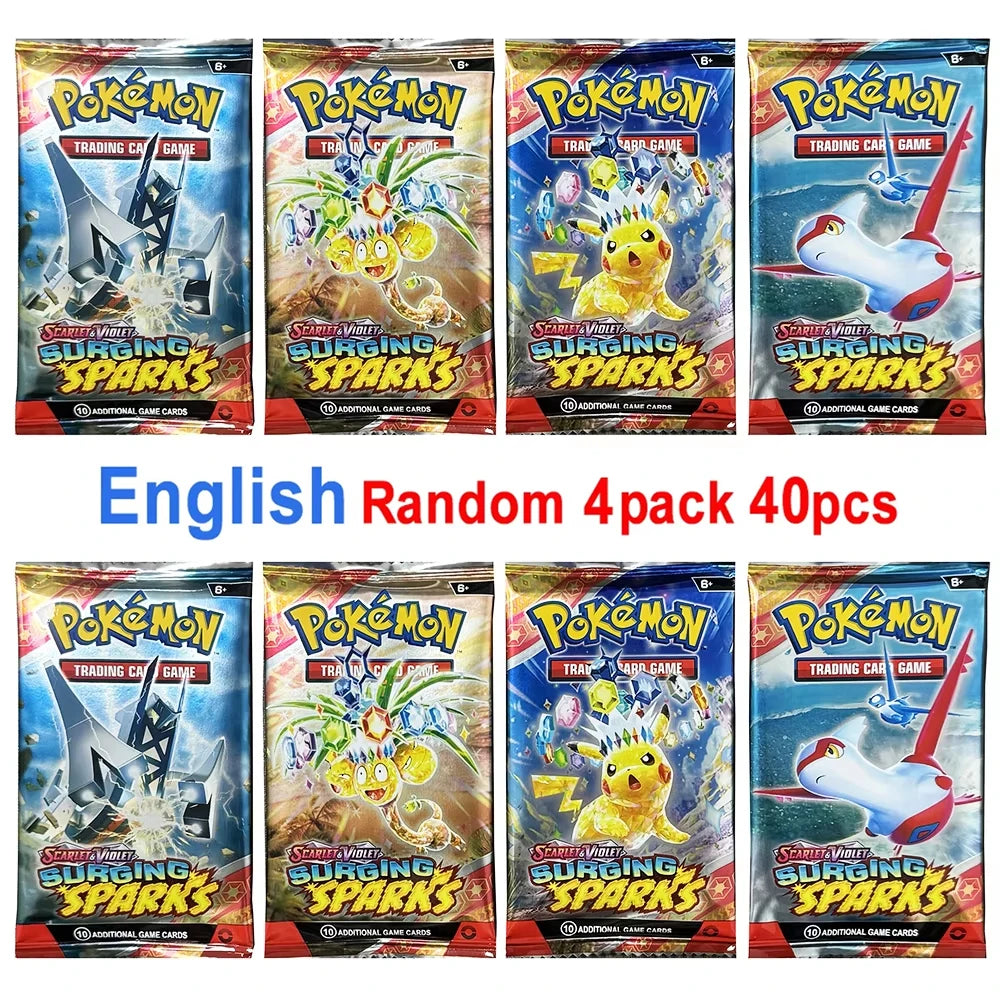 Pokemon Card Game Box Scarlet & Violet Evolutions 151 Temporal Forces Sun Moon Team up 4 Packs (Each Pack Contains 9/10 Cards)