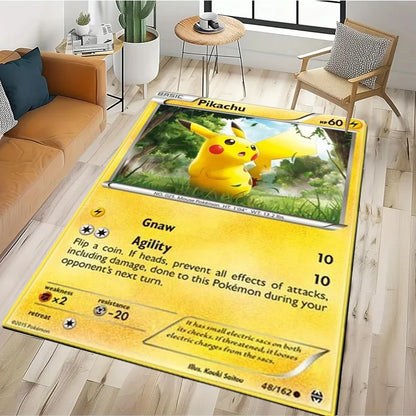 2025 New Cute Pikachu Pokemon Cartoon Card Rug Carpet for Living Room Bedroom Decor,Floor Mat Non-slip for Sofa Doormat Gift Kid