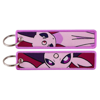 Embroidered Cute Tag keys Cartoon Pocket Monster Pokémon Keychains Anime Keyring For Fans Cosplay Accessories