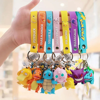 Pokemon Keychain  Anime Cartoon Pikachu Creative Key Chain Ornaments Dolls Eevee Psyduck Rowlet for Kids Toys Bag Pendant Gifts