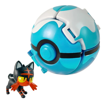 Random 7CM Pokeball Pokemon big ball Anime action figure Pikachu Litten Psyduck Squirtle Bulbasaur Go Toy boy kid Birthday Gift