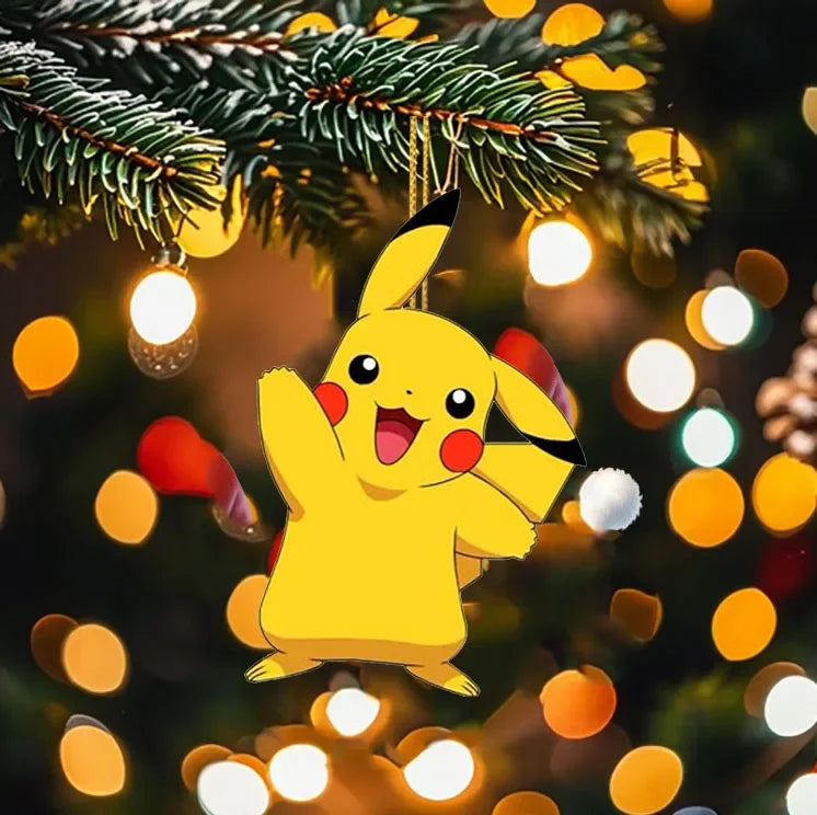 2D Flat Pokemon Christmas Decoration Anime Model Birthday Tree Pendant Kid Toy Car S Pikachu Pendants Room Ornaments