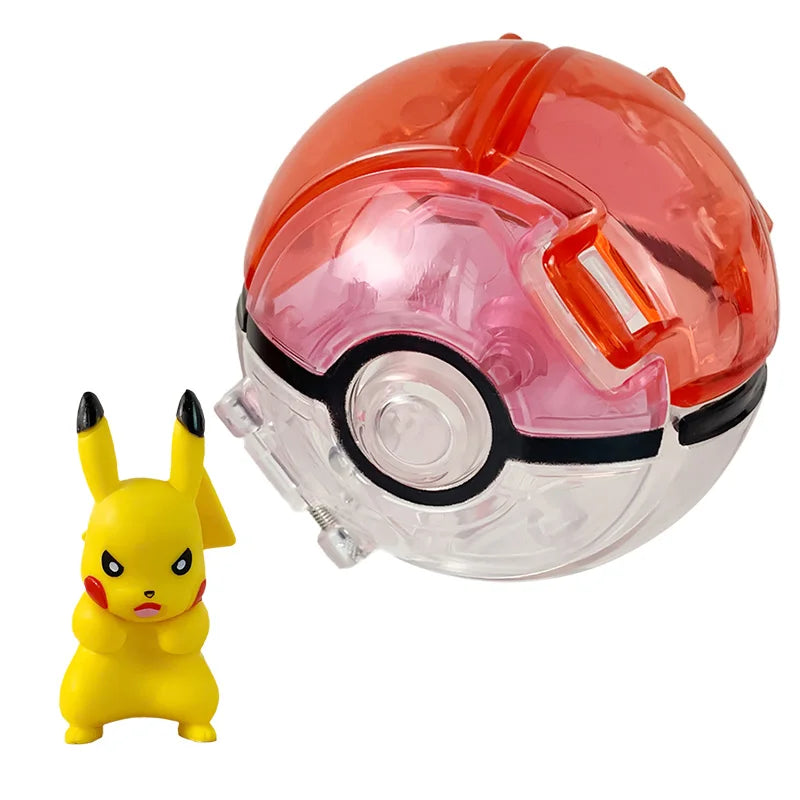 Random 7CM Pokeball Pokemon big ball Anime action figure Pikachu Litten Psyduck Squirtle Bulbasaur Go Toy boy kid Birthday Gift