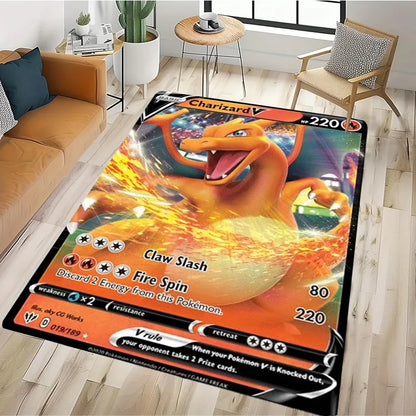 2025 New Cute Pikachu Pokemon Cartoon Card Rug Carpet for Living Room Bedroom Decor,Floor Mat Non-slip for Sofa Doormat Gift Kid