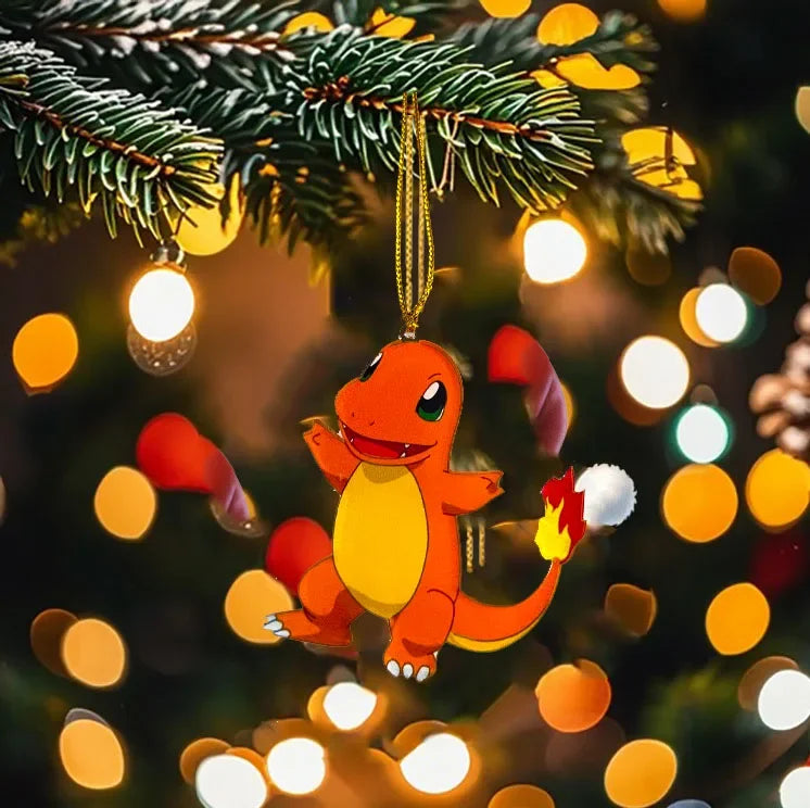 2D Flat Pokemon Christmas Decoration Anime Model Birthday Tree Pendant Kid Toy Car S Pikachu Pendants Room Ornaments