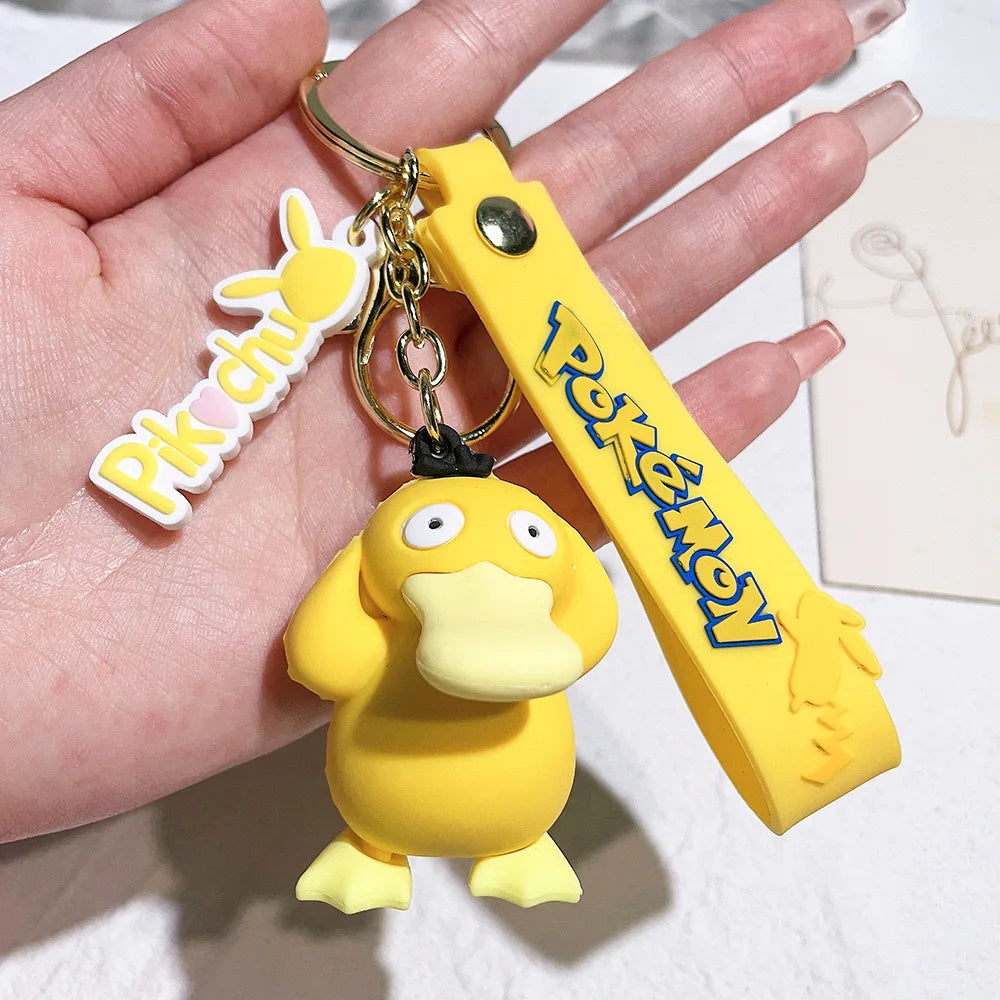 Pokemon Keychain  Anime Cartoon Pikachu Creative Key Chain Ornaments Dolls Eevee Psyduck Rowlet for Kids Toys Bag Pendant Gifts