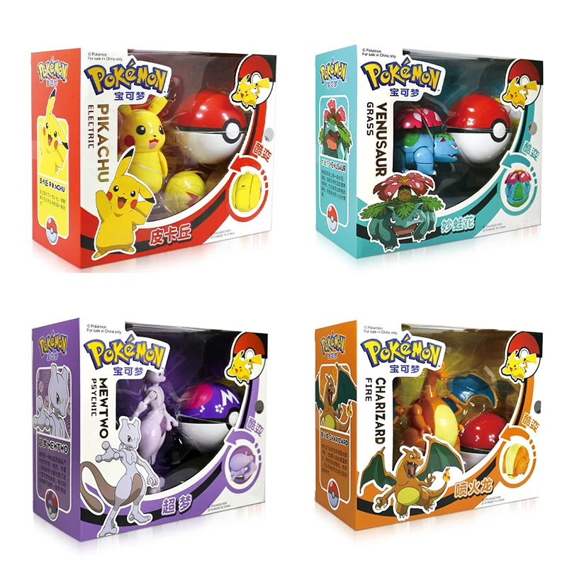 Genuine Pokemon Figure Ball Action Toy Mewtwo Venusaur Charizard Solgaleo Eevee Mewtwo Pikachu Box Pokeball Poke Ball Kids Gift