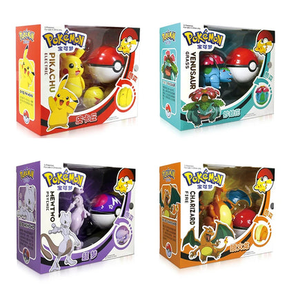 Genuine Pokemon Figure Ball Action Toy Mewtwo Venusaur Charizard Solgaleo Eevee Mewtwo Pikachu Box Pokeball Poke Ball Kids Gift