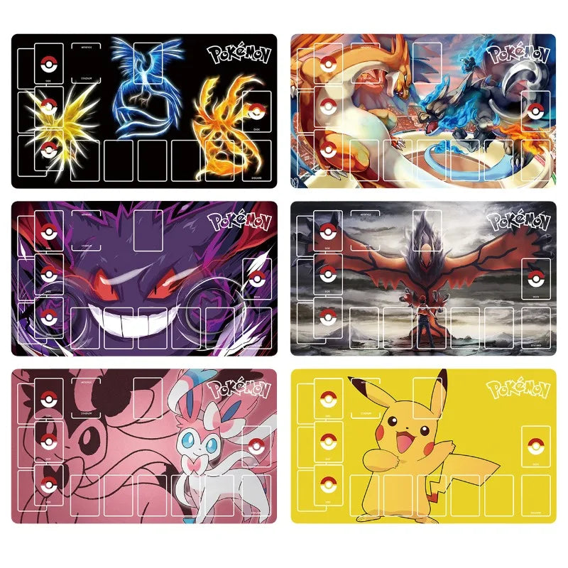 New 600x350mm PTCG Eevee Mewtwo Single Player Playmat Anime Cartoon Duel Disk Game Ash Ketchum Rubber Board Game Mat Toy Gifts