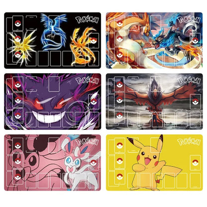 New 600x350mm PTCG Eevee Mewtwo Single Player Playmat Anime Cartoon Duel Disk Game Ash Ketchum Rubber Board Game Mat Toy Gifts