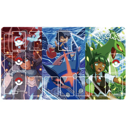 New 600x350mm PTCG Eevee Mewtwo Single Player Playmat Anime Cartoon Duel Disk Game Ash Ketchum Rubber Board Game Mat Toy Gifts