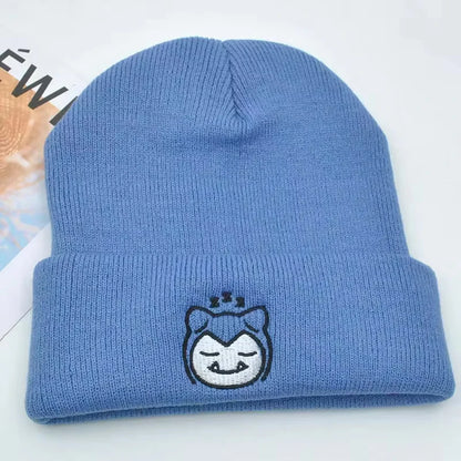 Pokemon Snorlax Ditto Psyduck Beanies Women Winter Warm Hat Anime Solid Color Funny Embroidery Cap for Men Knitted Bonnet Unisex