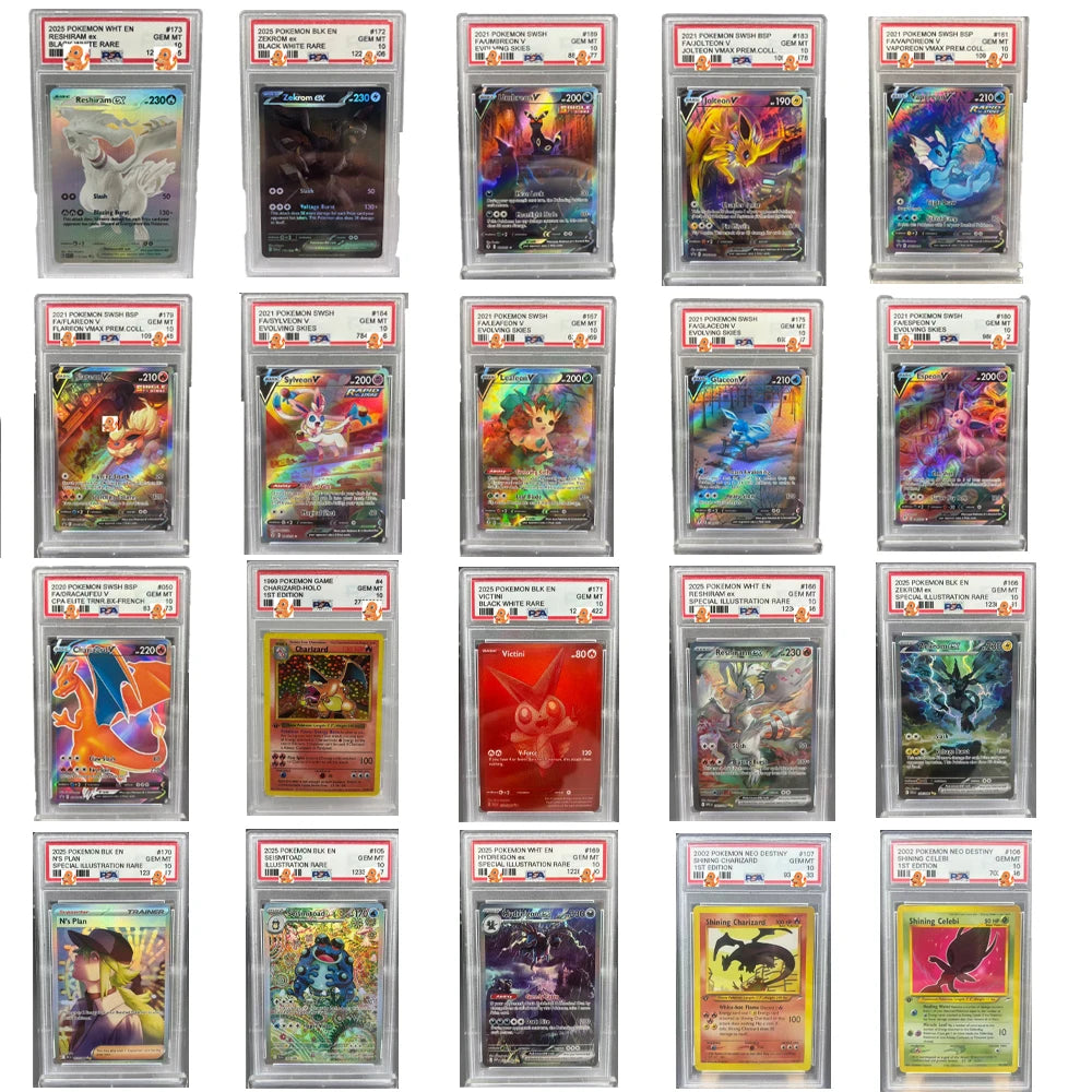 diy 1pcs pokemon PTCG PSA Jolteon Zekrom ex Shining Celebi Self Control Collect Signature Trading Flash Card Anime Cartoon Gift
