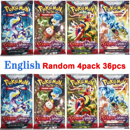 Pokemon Card Game Box Scarlet & Violet Evolutions 151 Temporal Forces Sun Moon Team up 4 Packs (Each Pack Contains 9/10 Cards)