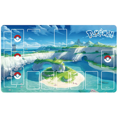 New 600x350mm PTCG Eevee Mewtwo Single Player Playmat Anime Cartoon Duel Disk Game Ash Ketchum Rubber Board Game Mat Toy Gifts