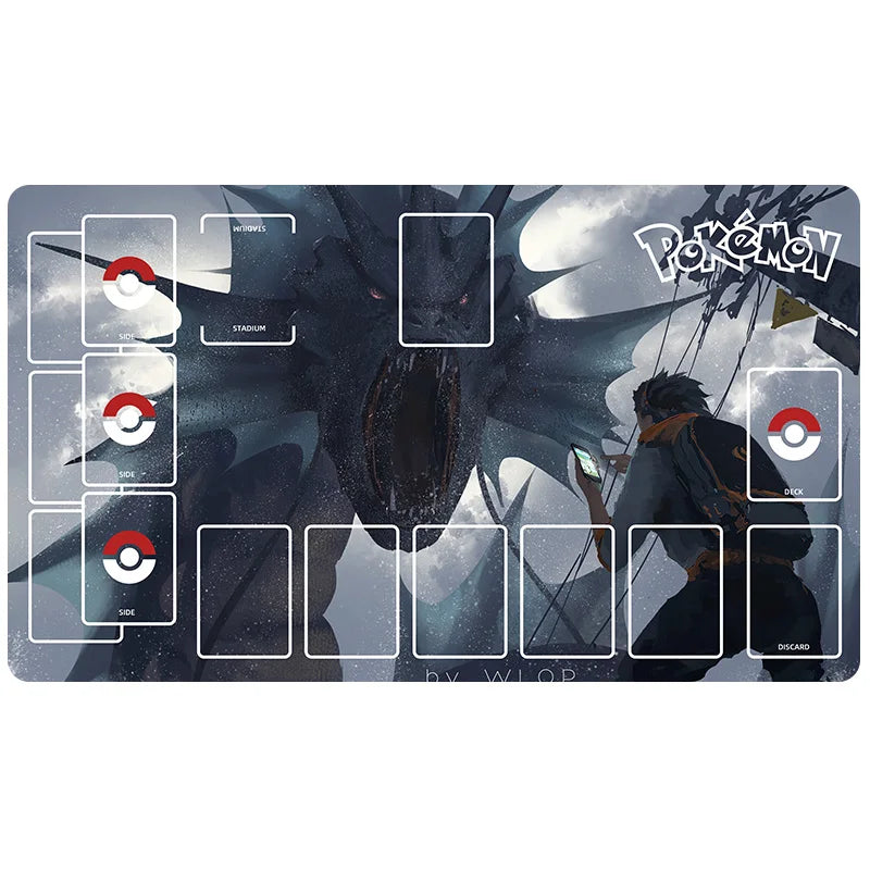 New 600x350mm PTCG Eevee Mewtwo Single Player Playmat Anime Cartoon Duel Disk Game Ash Ketchum Rubber Board Game Mat Toy Gifts