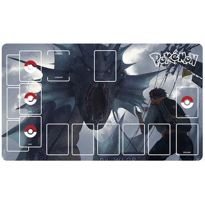 New 600x350mm PTCG Eevee Mewtwo Single Player Playmat Anime Cartoon Duel Disk Game Ash Ketchum Rubber Board Game Mat Toy Gifts