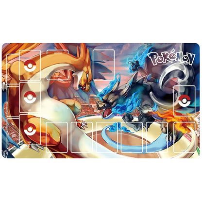 New 600x350mm PTCG Eevee Mewtwo Single Player Playmat Anime Cartoon Duel Disk Game Ash Ketchum Rubber Board Game Mat Toy Gifts