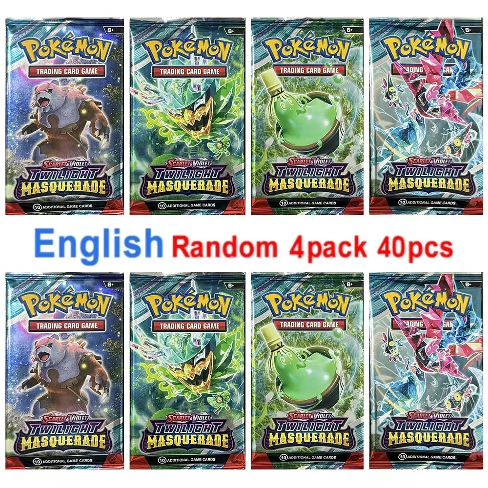 Pokemon Card Game Box Scarlet & Violet Evolutions 151 Temporal Forces Sun Moon Team up 4 Packs (Each Pack Contains 9/10 Cards)
