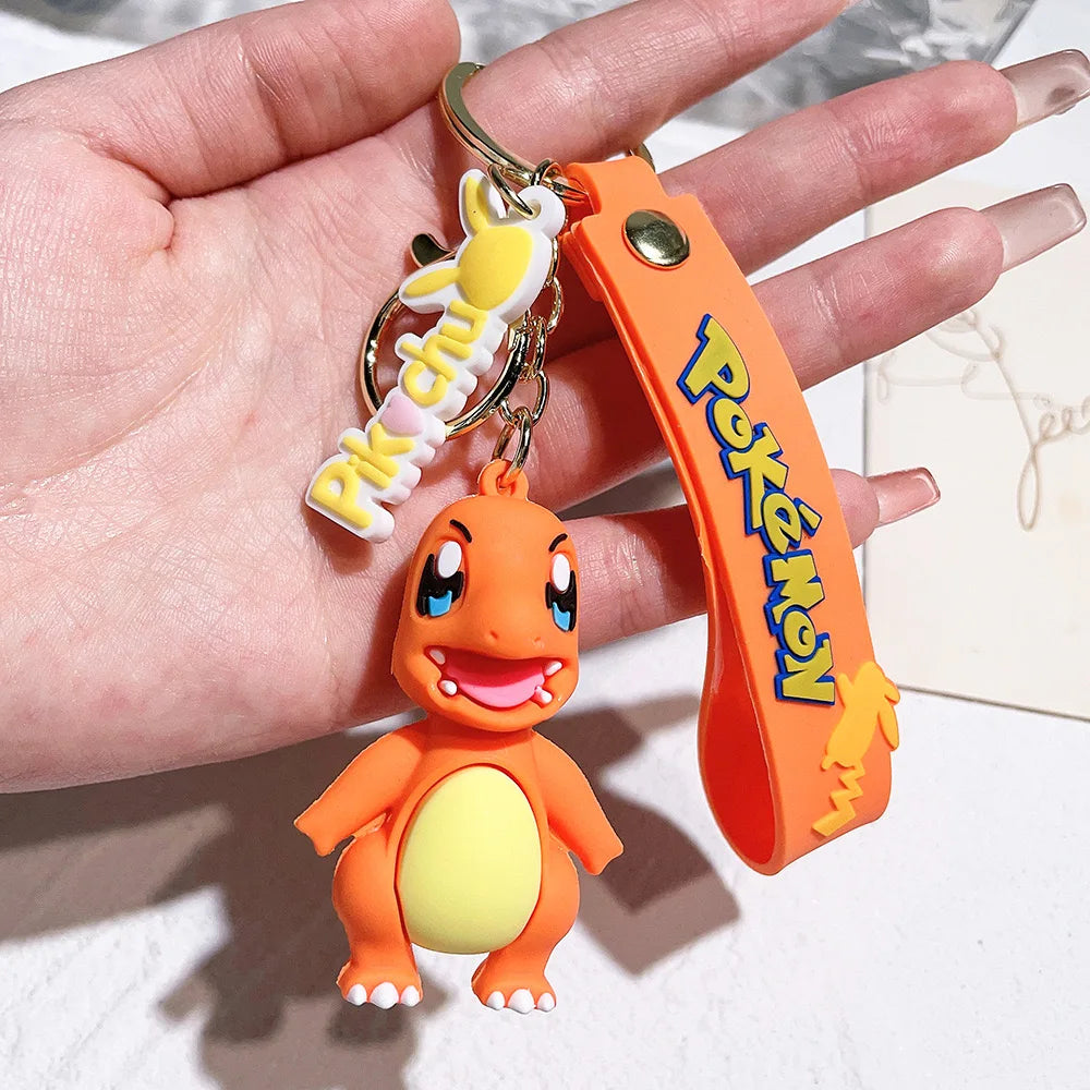 Pokemon Keychain  Anime Cartoon Pikachu Creative Key Chain Ornaments Dolls Eevee Psyduck Rowlet for Kids Toys Bag Pendant Gifts