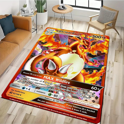 2025 New Cute Pikachu Pokemon Cartoon Card Rug Carpet for Living Room Bedroom Decor,Floor Mat Non-slip for Sofa Doormat Gift Kid